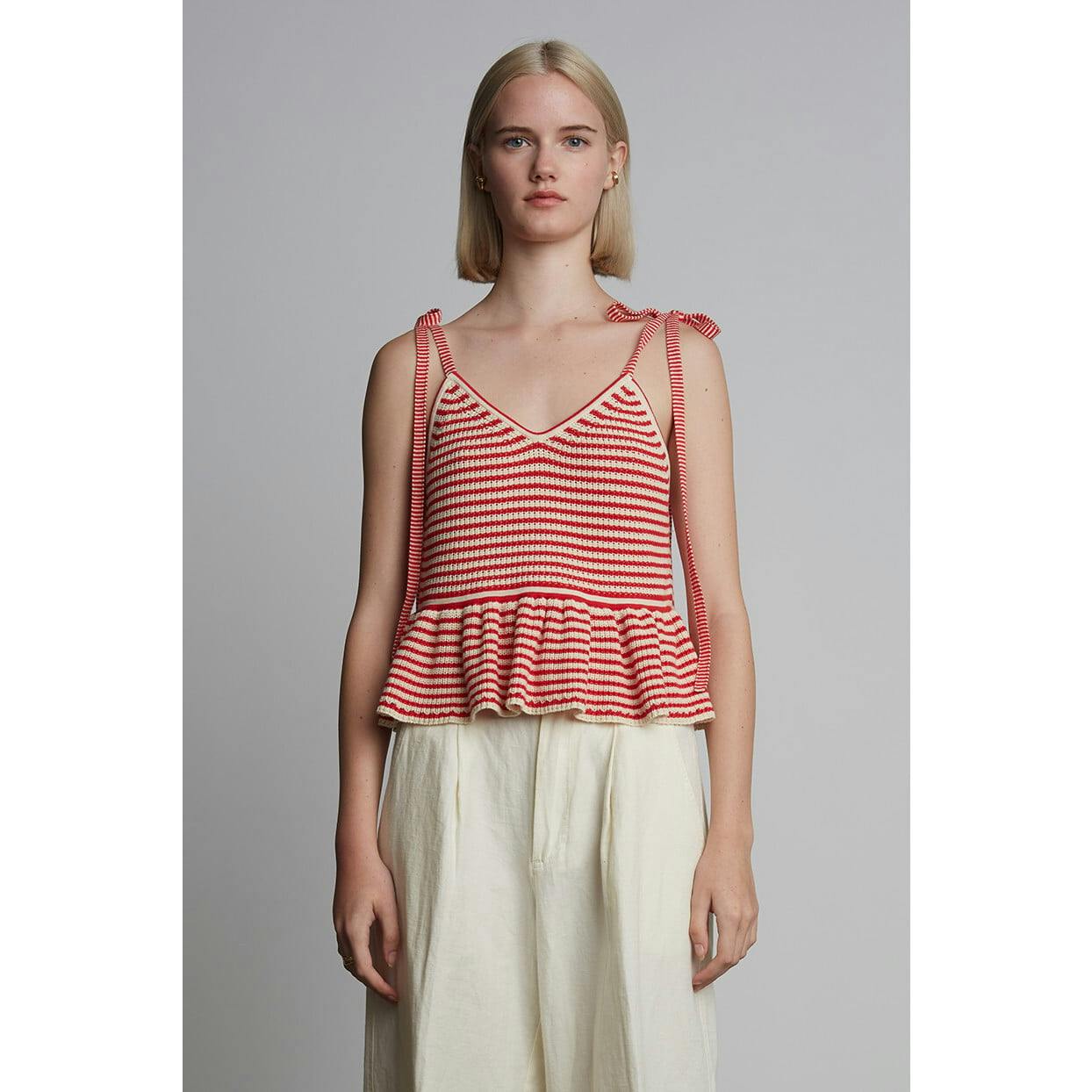 MALI STRIPE CAMI | IVORY + ROSSO STRIPE