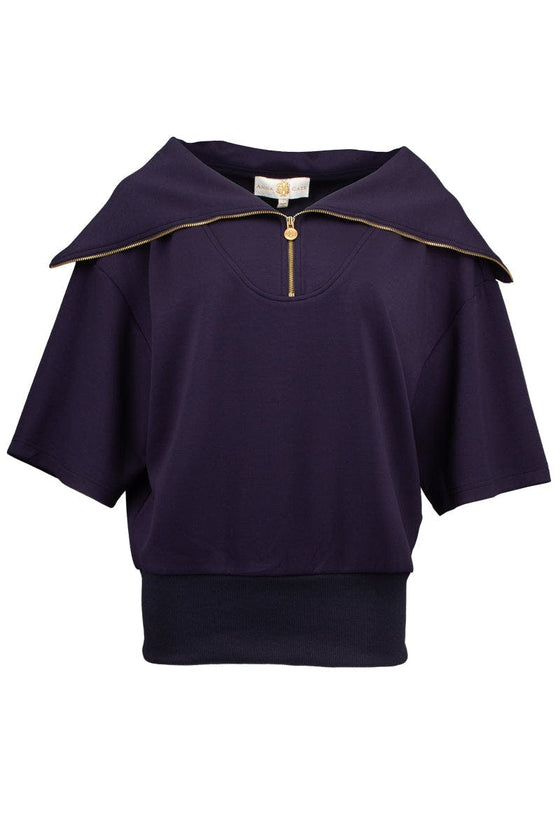 Women's Josie Short Sleeve Half-Zip Sweatshirt, Navy