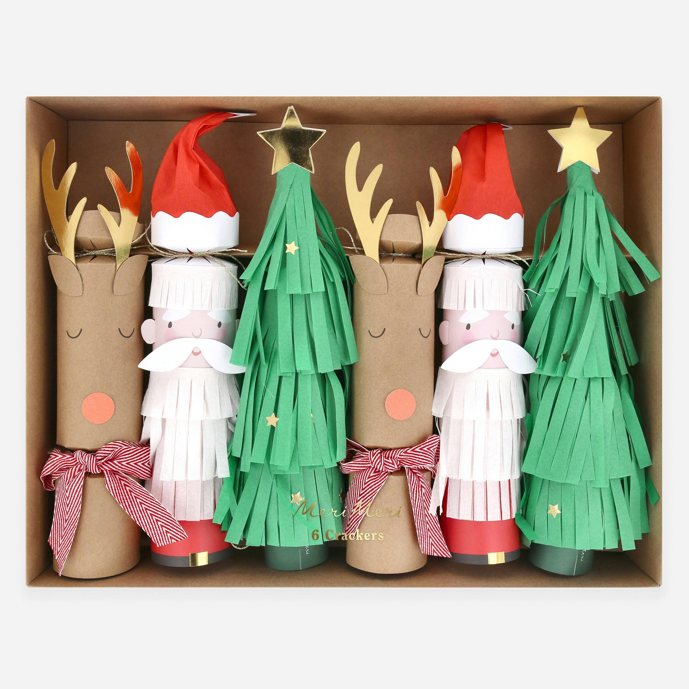 Santa, Reindeer & Tree Crackers
