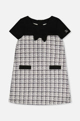 Sleeveless Knitwear A-Line Dress Black And White
