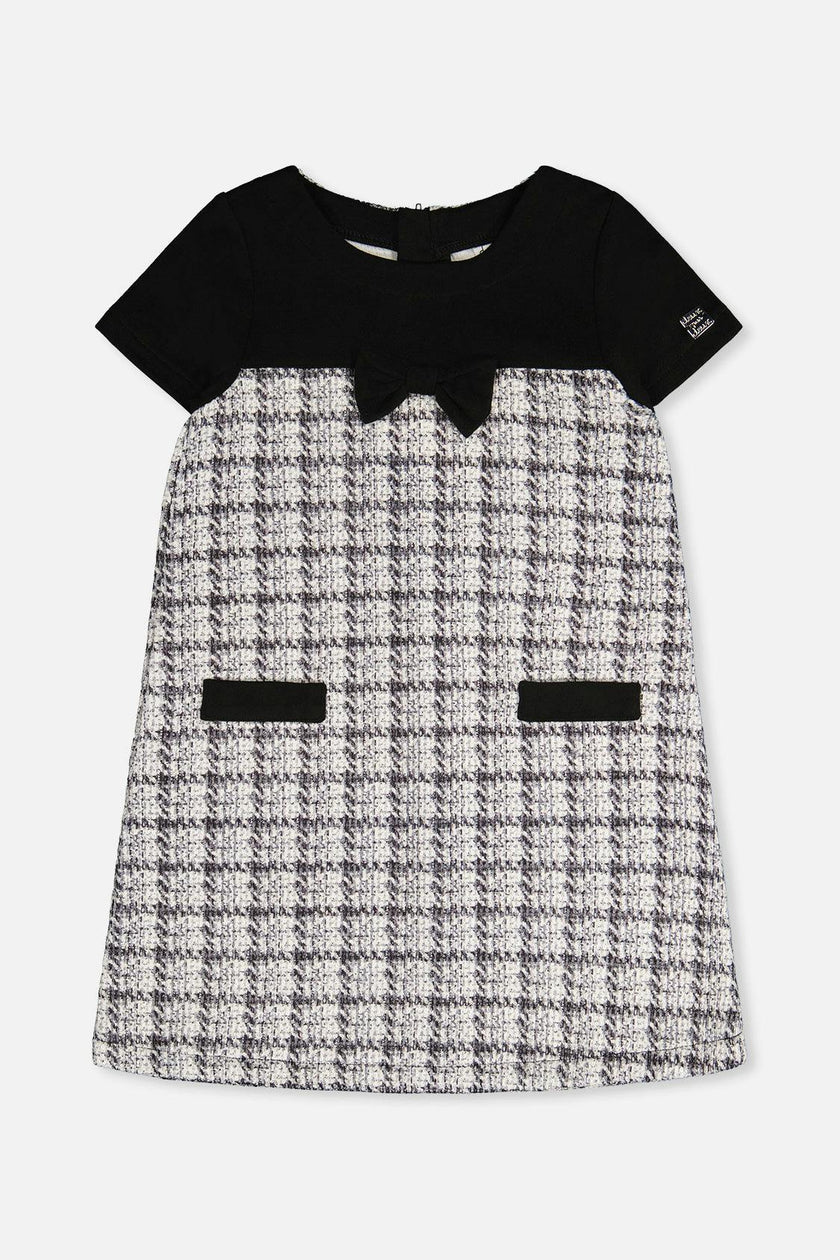 Sleeveless Knitwear A-Line Dress Black And White