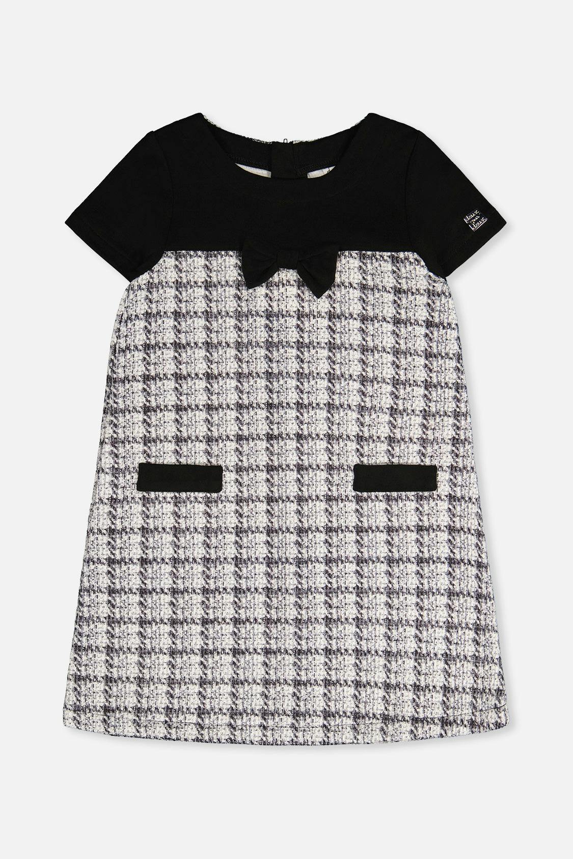 Sleeveless Knitwear A-Line Dress Black And White
