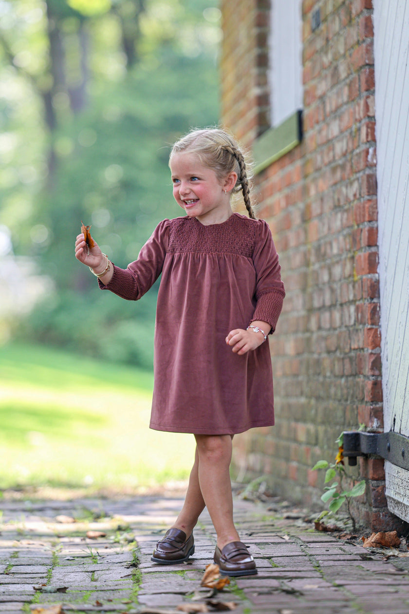 Royal Velvet Smocked Shect & Cuff A-Line Dress