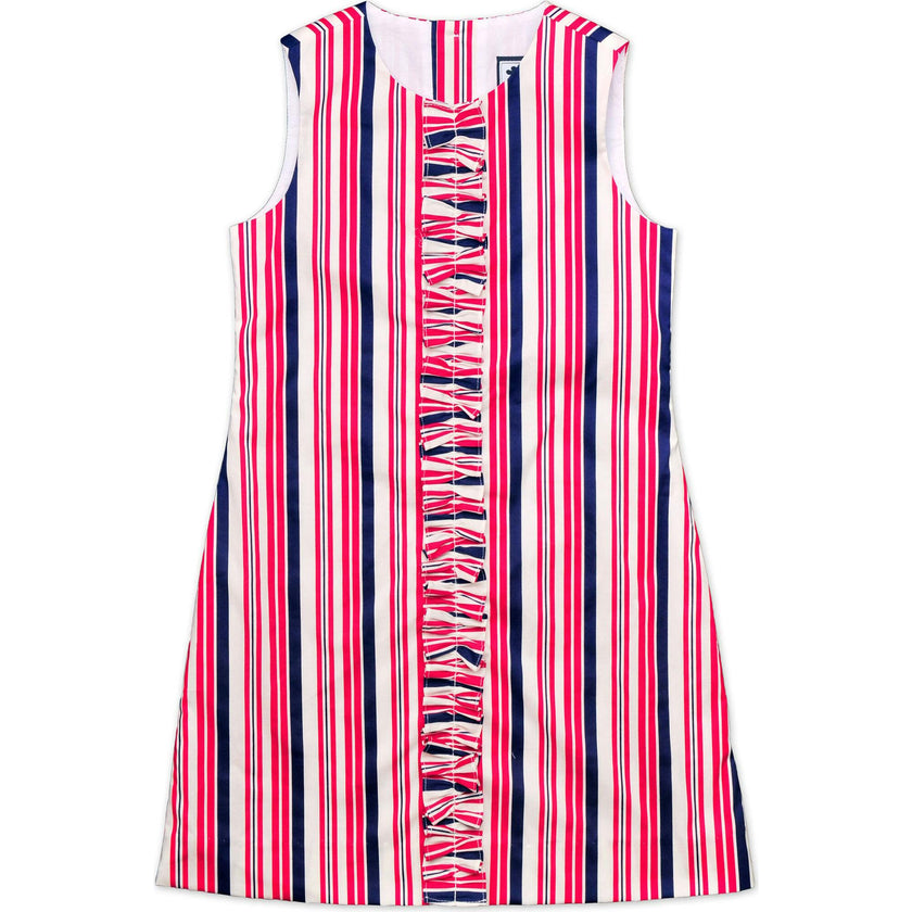 Lila Ruffle Shift Dress, Stripes