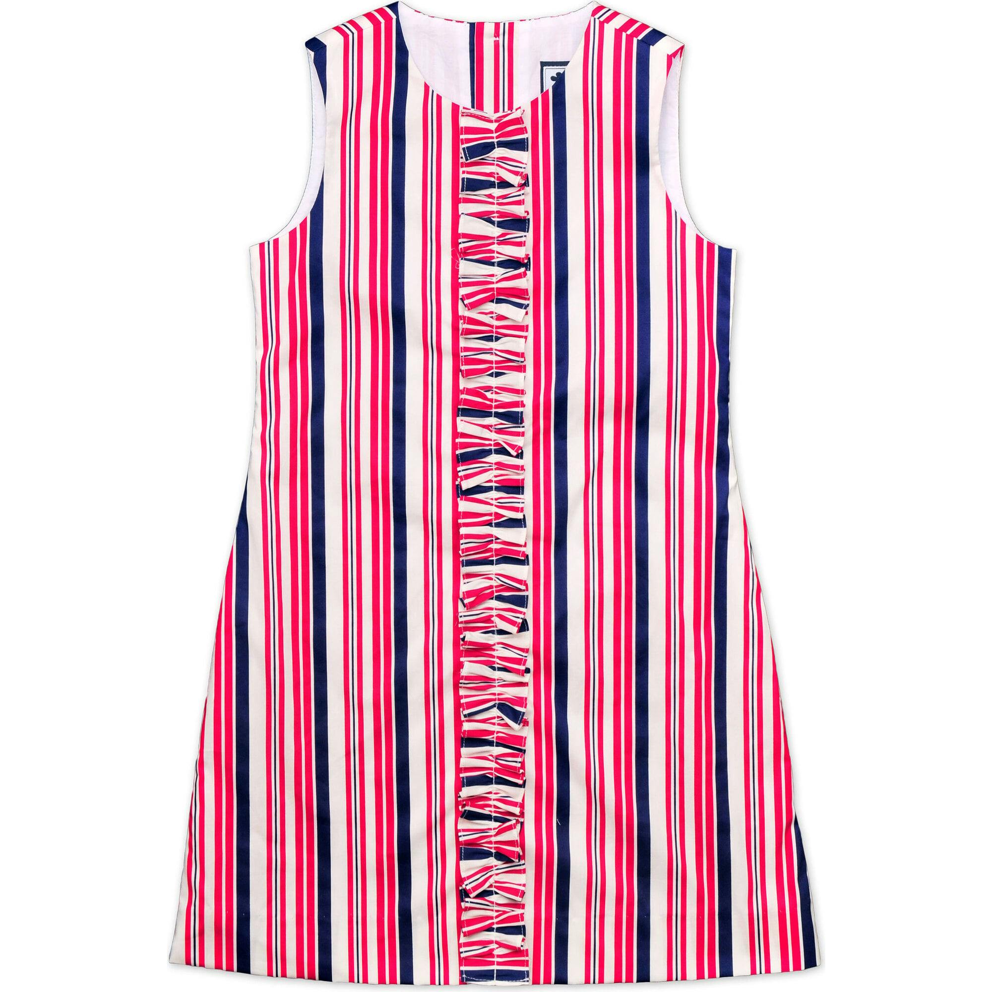 Lila Ruffle Shift Dress, Stripes