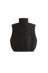 Black Grid-Pattern Quilted Vest