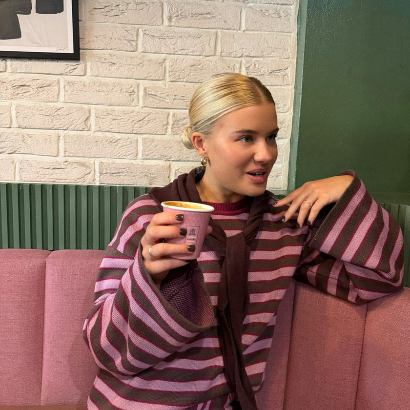women's cotton sweater - berry stripes