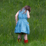 Horizon Blue Striped Pinafore Button Dress, Blue