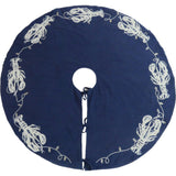 Handmade Lobsters Navy Blue Cotton Christmas Tree Skirt 60" Arcadia Home