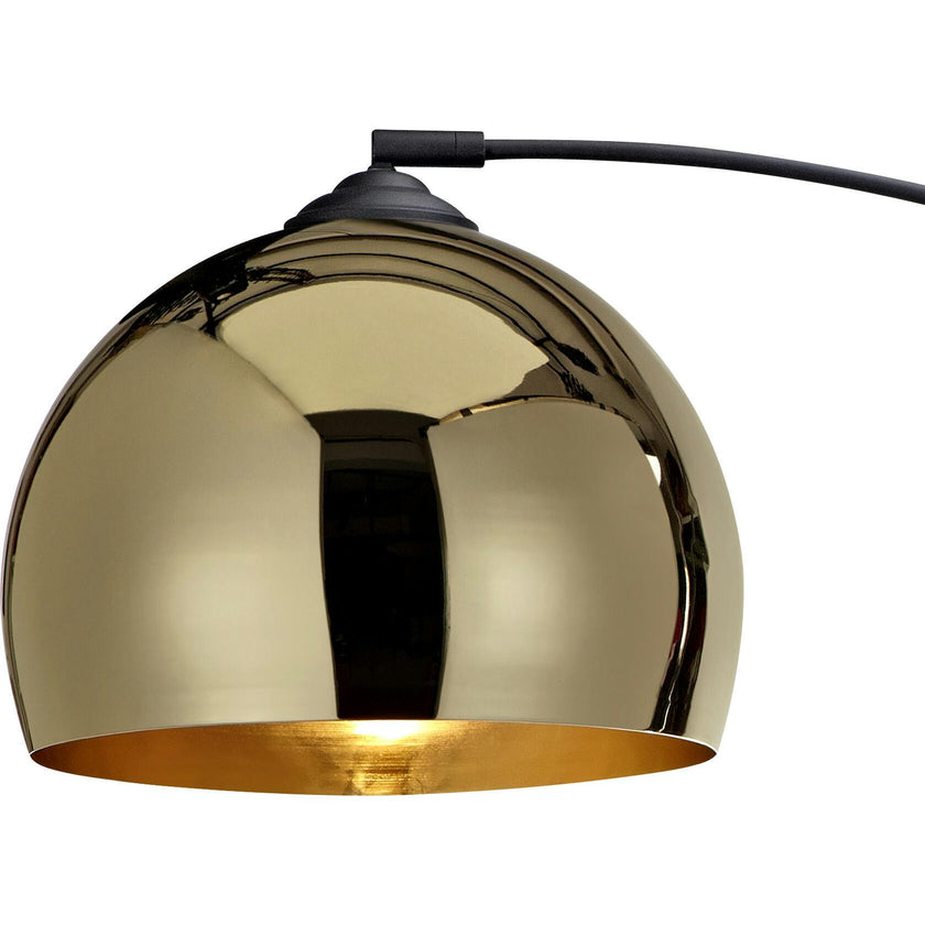 Arquer Arc Floor Lamp With Gold Shade And Black Marble Base