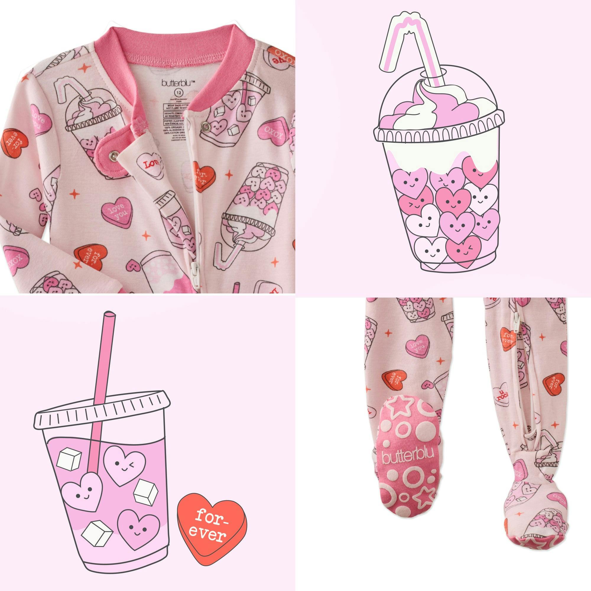 CRUZ Snug Fit Footed Baby Girls Pajamas