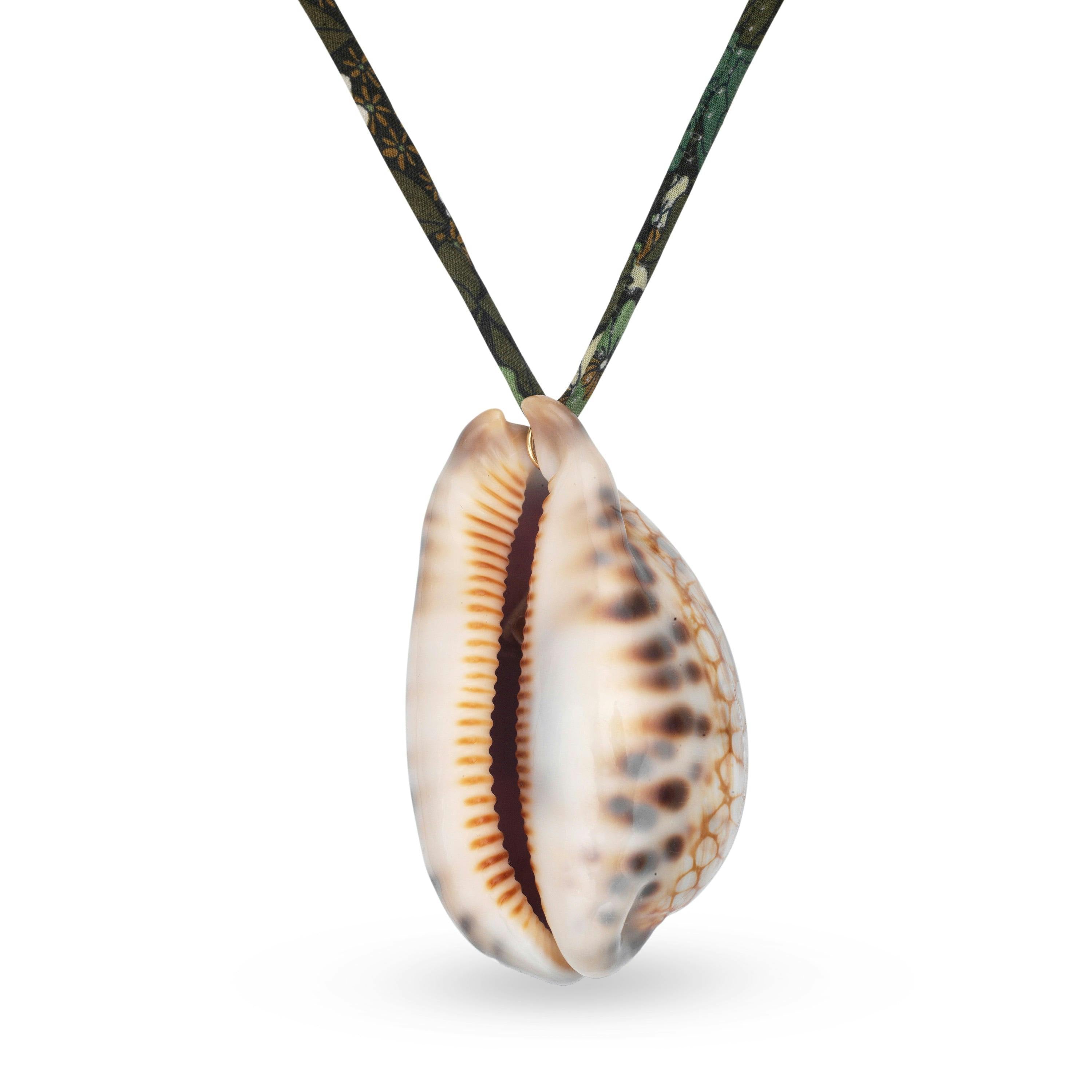 Tiger Cowrie Shell Liberty Print Necklace