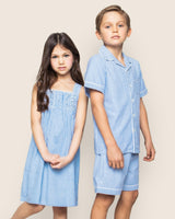 Girl's Twill Charlotte Nightgown in French Blue Heritage Stripe