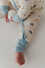 Baby Boy Long Sleeve Zip Romper in Baseball