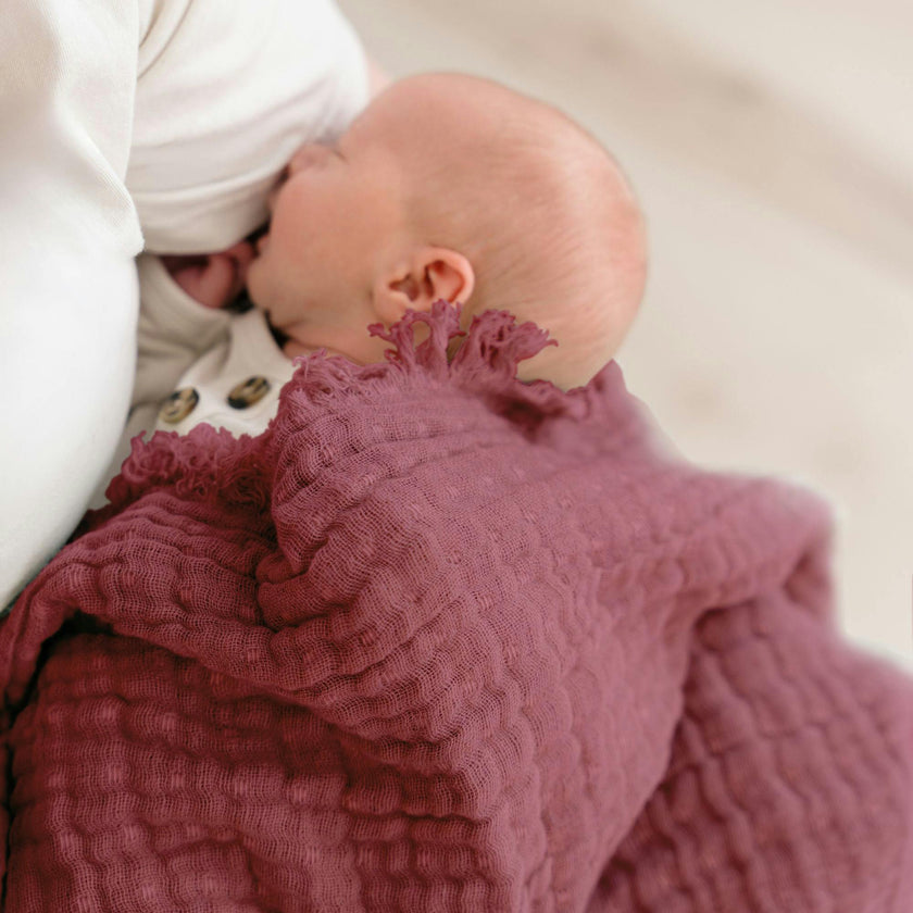 Multi-Layer Cotton Muslin Baby Blanket (Orchid Ombre)