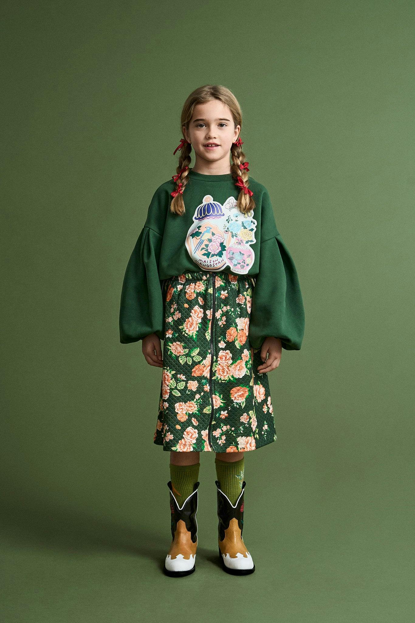 CRETONA QUILTED SKIRT GREEN