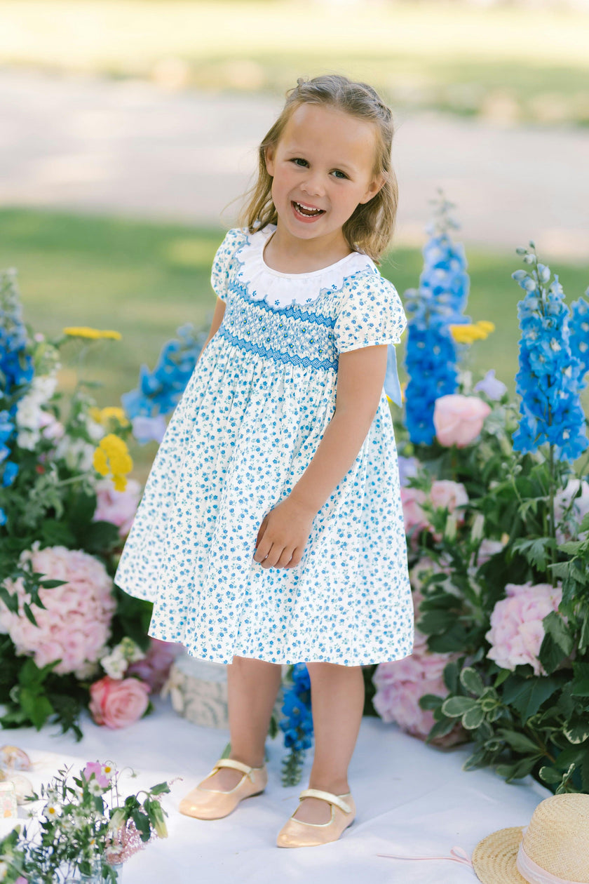 Isadora Blue Floral Empire Dress