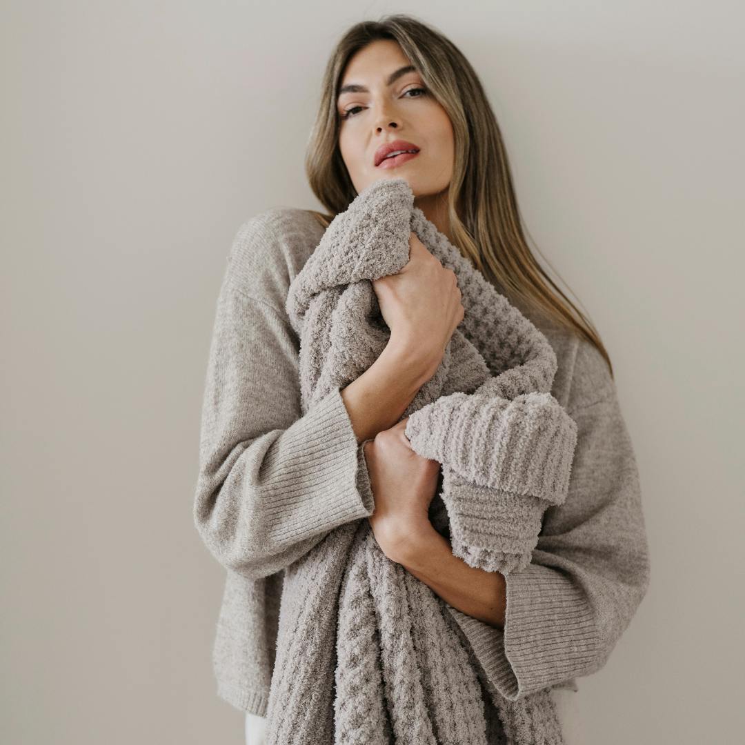 WAFFLE KNIT THROW BLANKETS