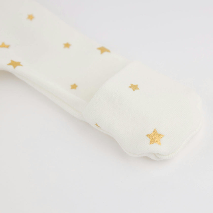 Mini Gold Star Foil Zipper Footie