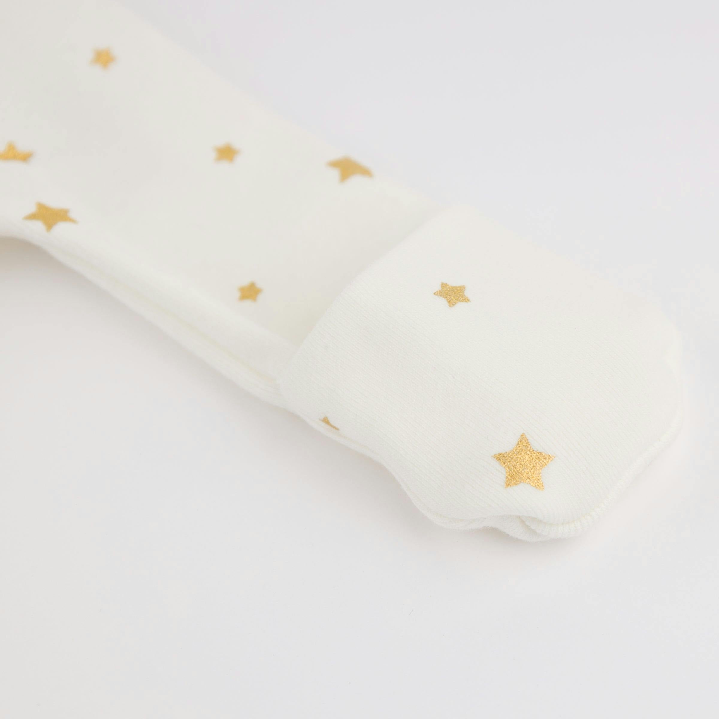 Mini Gold Star Foil Zipper Footie