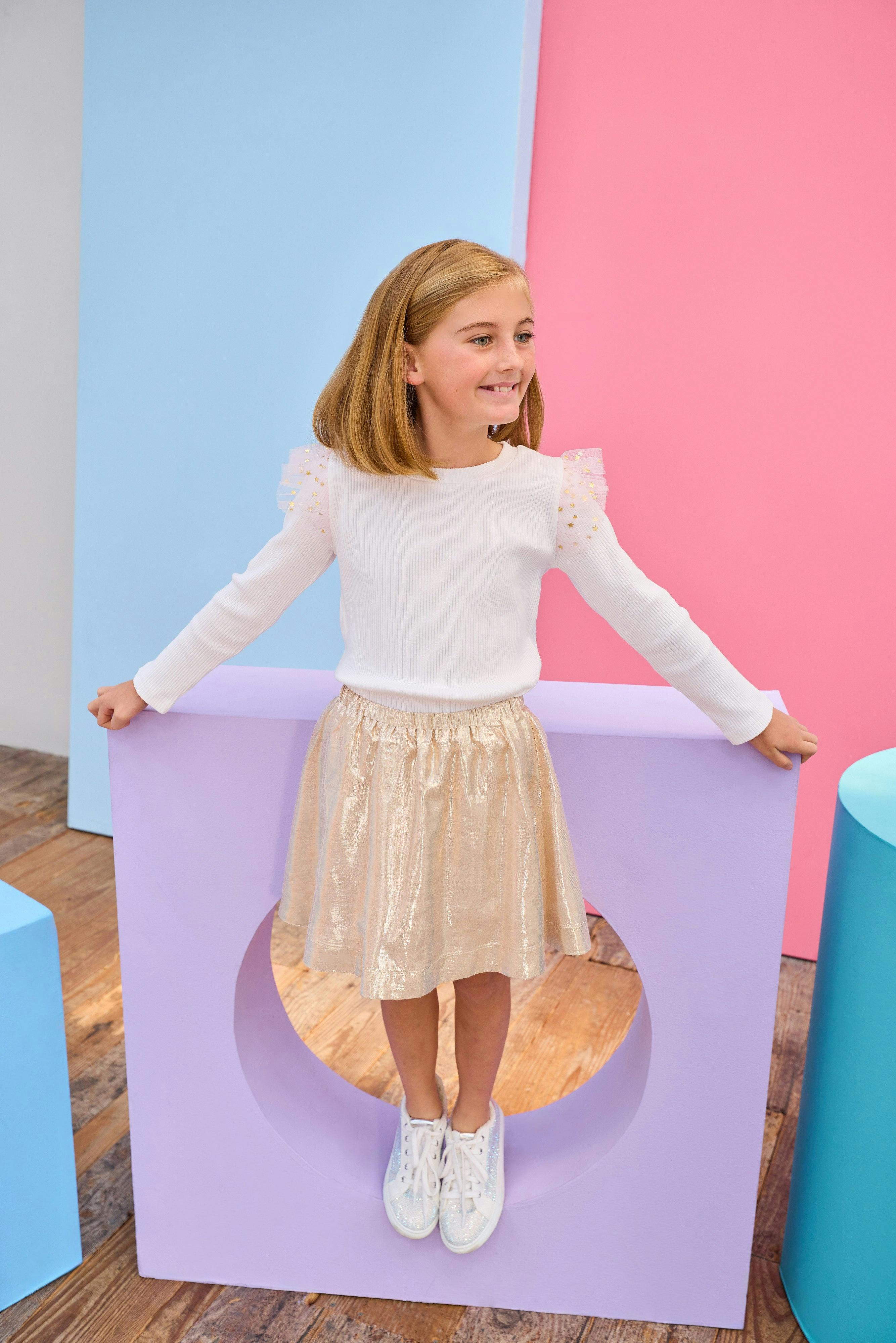 Metallic Elastic Waist Pull-On Circle Skirt