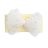 Multicolor Elastic Tulle Pearl Bow Headband Set