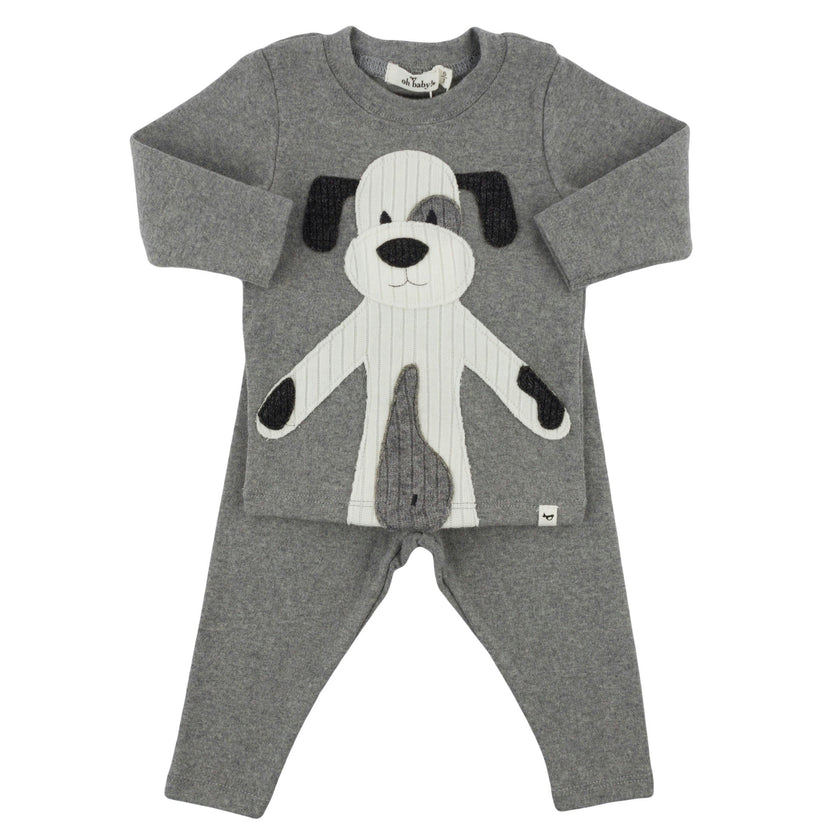 Large Cream Applique L/S 2pc Set