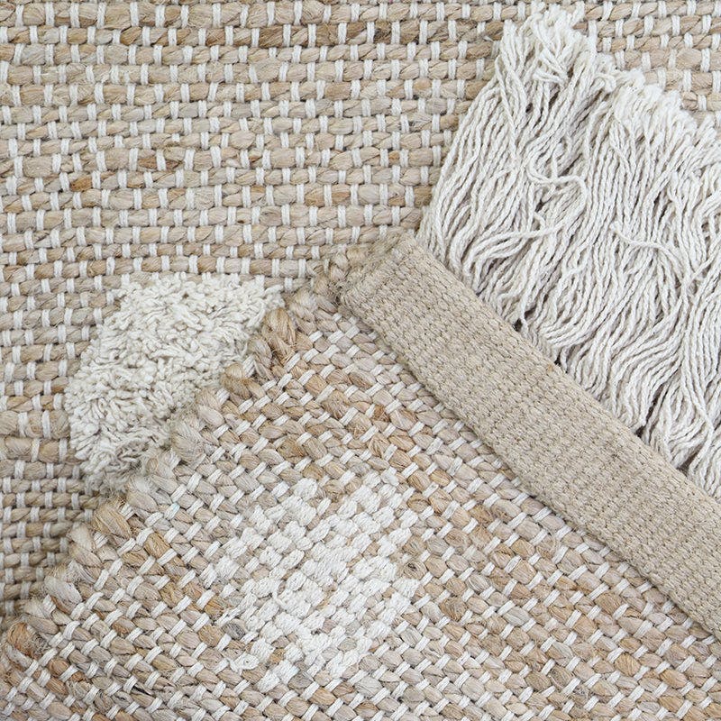 Nop Jute & Cotton Polka Dot Fringed Rectangular Rug