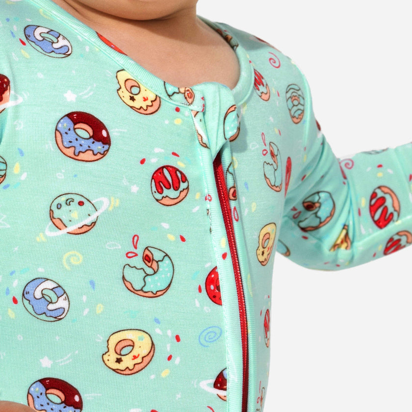 Blue Space Donut Bamboo Convertible Footie