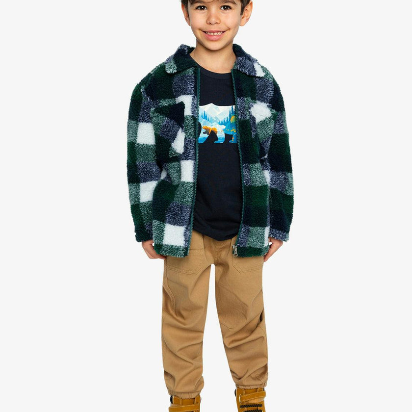 Zipped Overshirt Blue and Green Checks