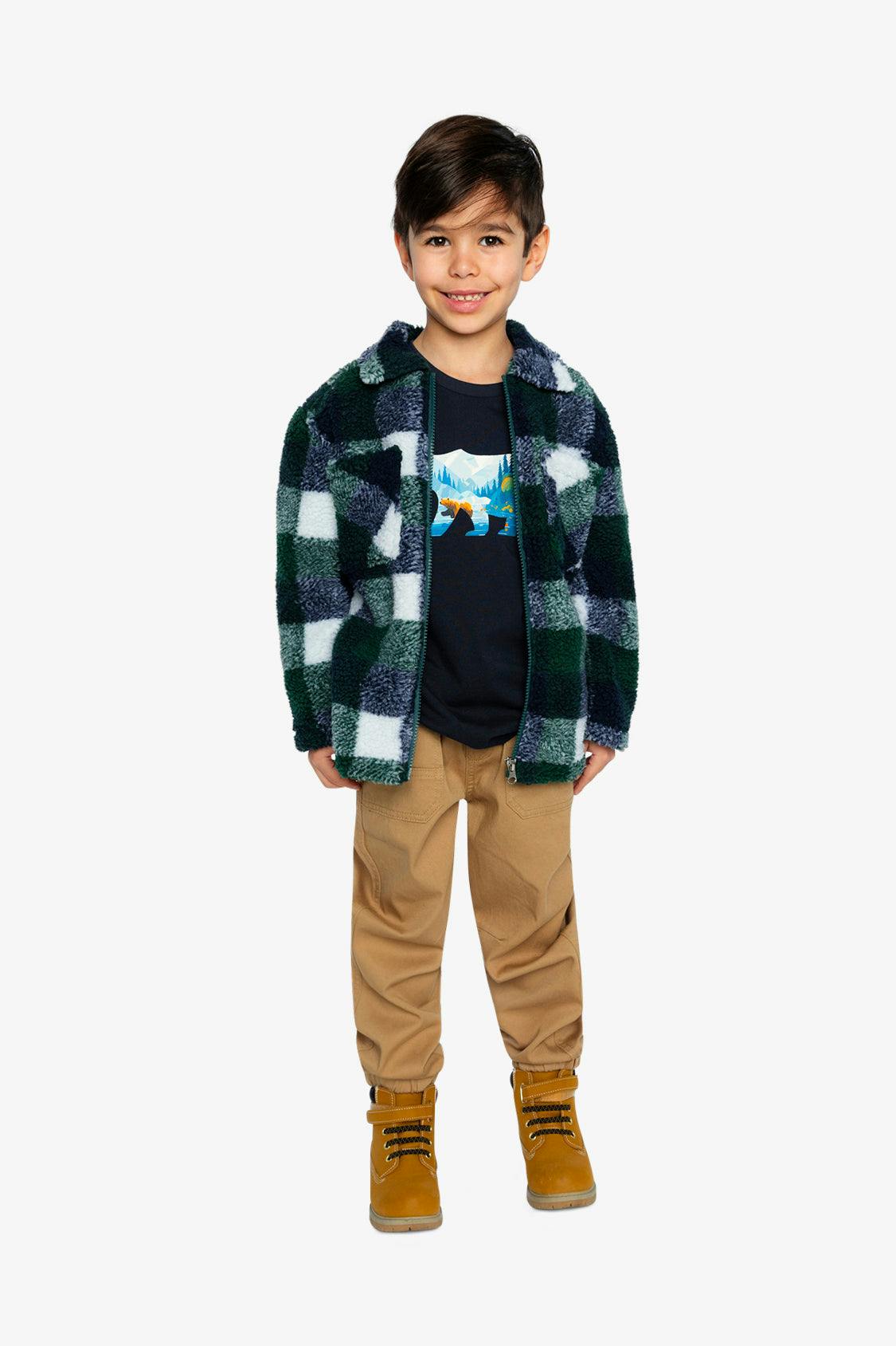 Zipped Overshirt Blue and Green Checks