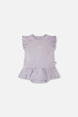 Cotton Rib Jersey Romper With Frill Lilac