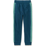 Colorblock Stripe-Out Elastic Waist Drawstring Pocket Joggers, Blue