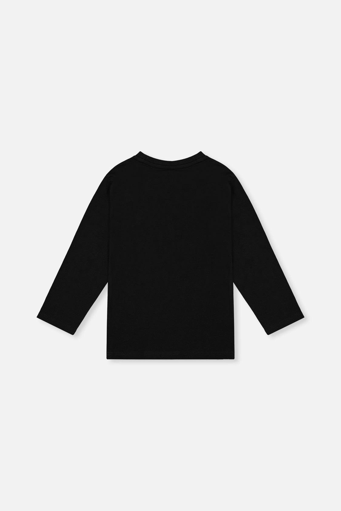 Long Sleeve Organic Cotton T-Shirt Black and Red