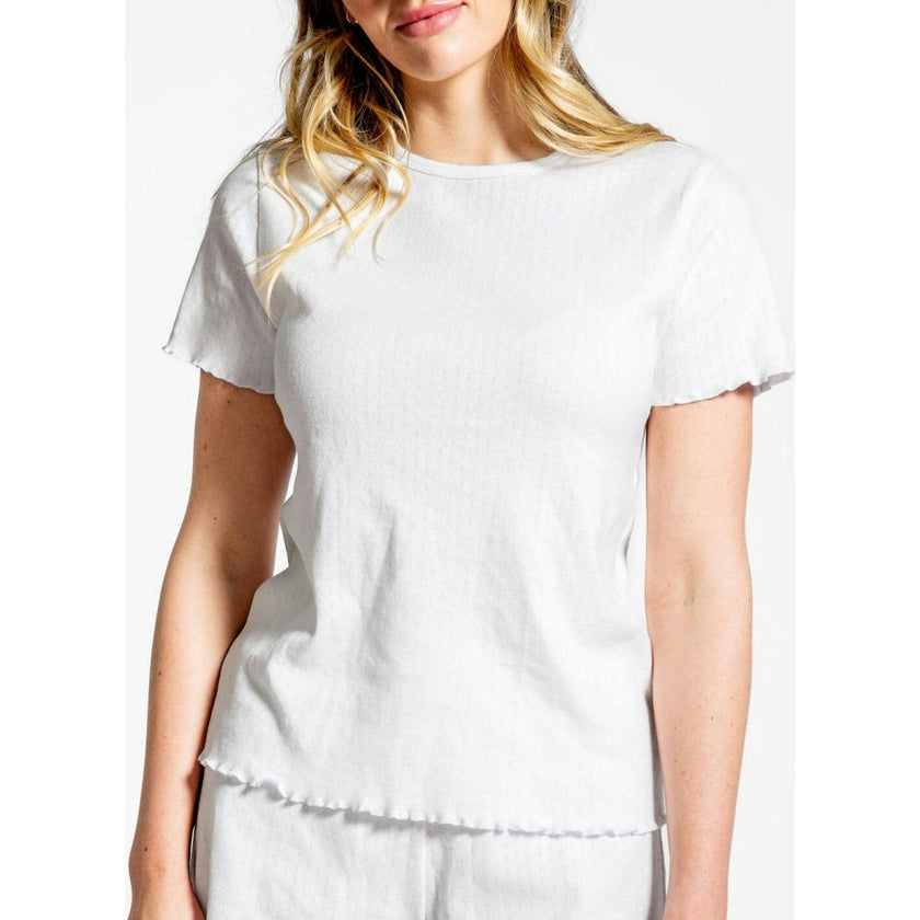 Women's Pima Pointelle Shirt & Short Pajamas Set