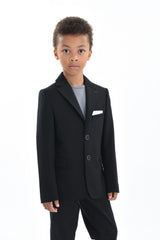 Black Twill Peak Lapel Blazer