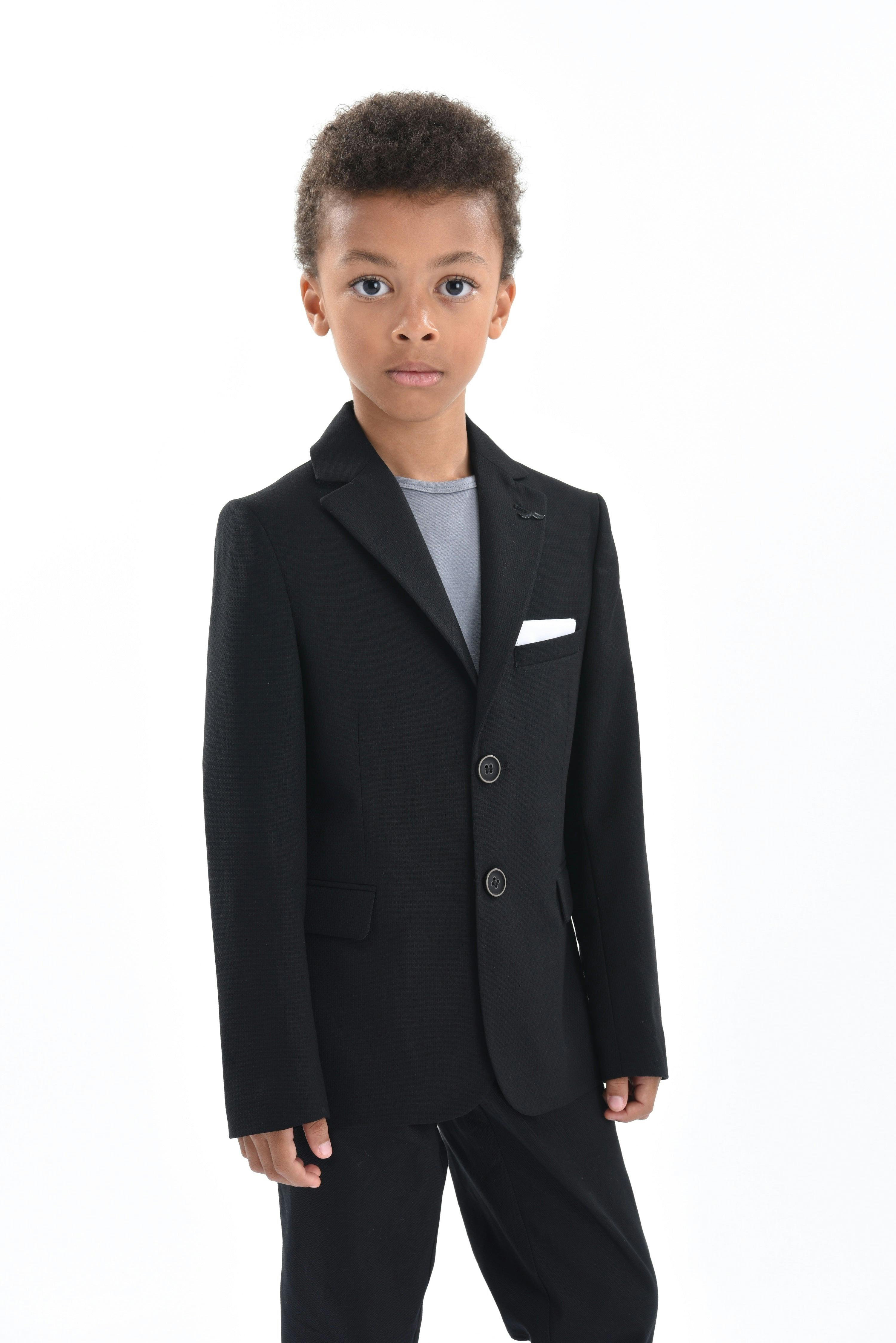 Black Twill Peak Lapel Blazer