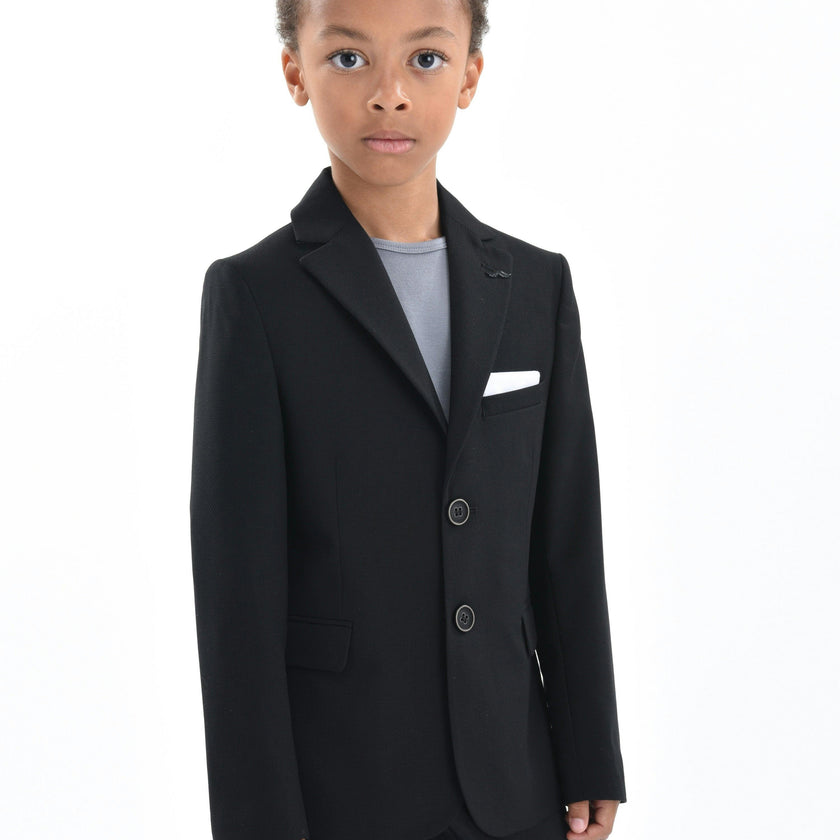 Black Twill Peak Lapel Blazer