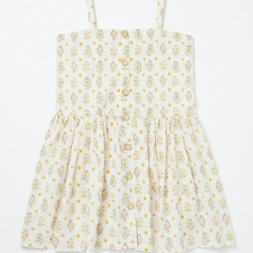 Hikari Pintuck Dress |Golden Blossom