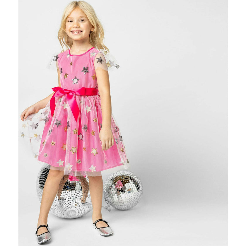 Aster Sequin Star Tulle Girls Party Dress