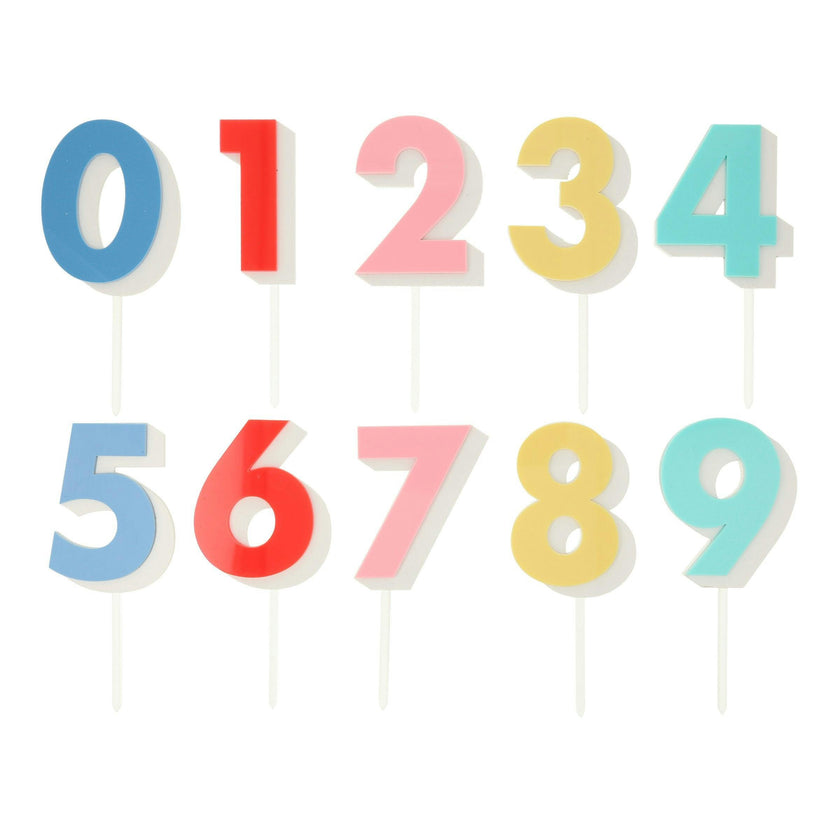 Rainbow Number Acrylic Toppers