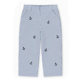 Stripe Fake Fly Pants With Anchors