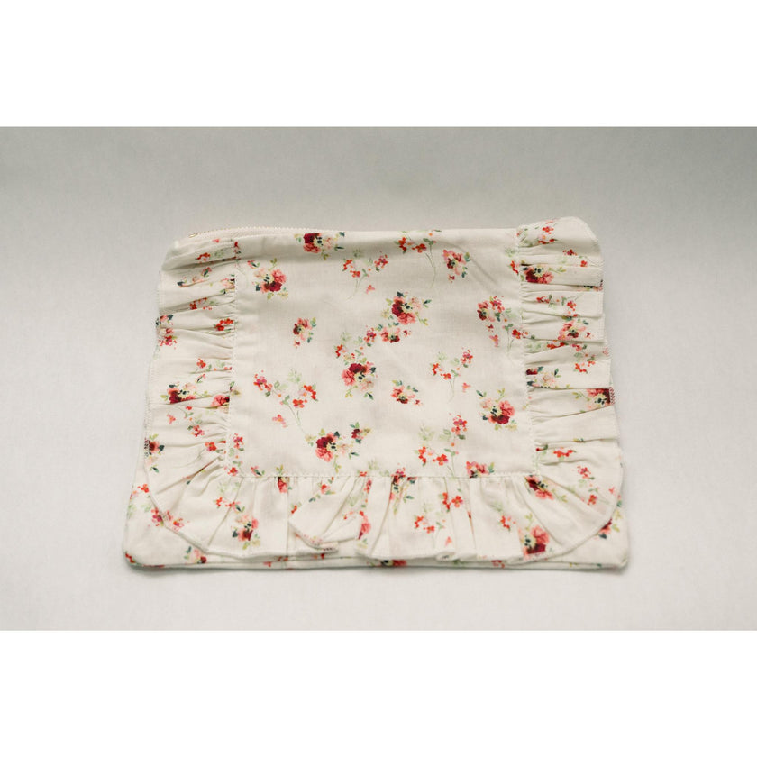 Scarlet Bloom Timeless Floral Ruffle Zipper Pouch