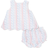 Tulip Stripe - Scallop Back Top with Bloomer