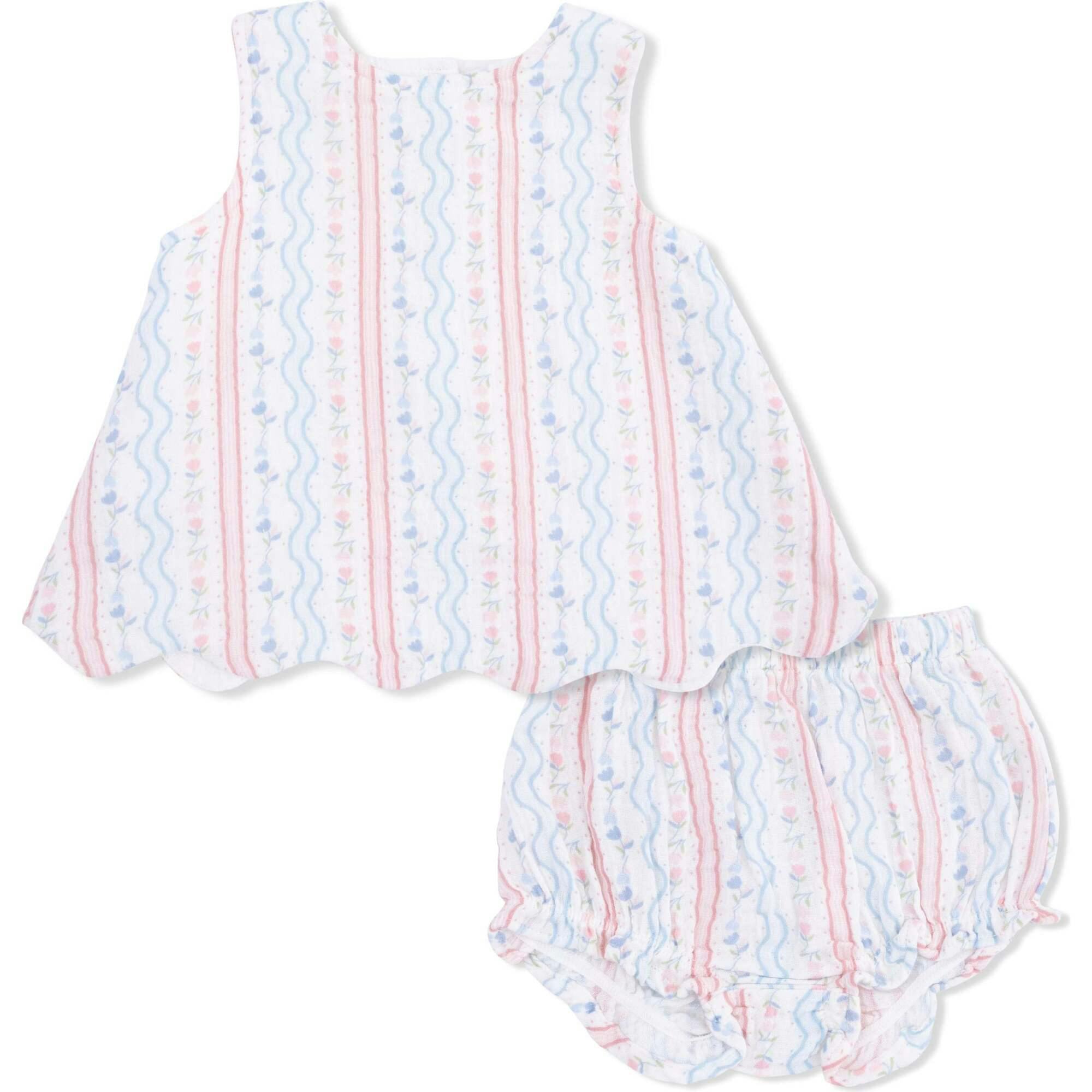Tulip Stripe - Scallop Back Top with Bloomer