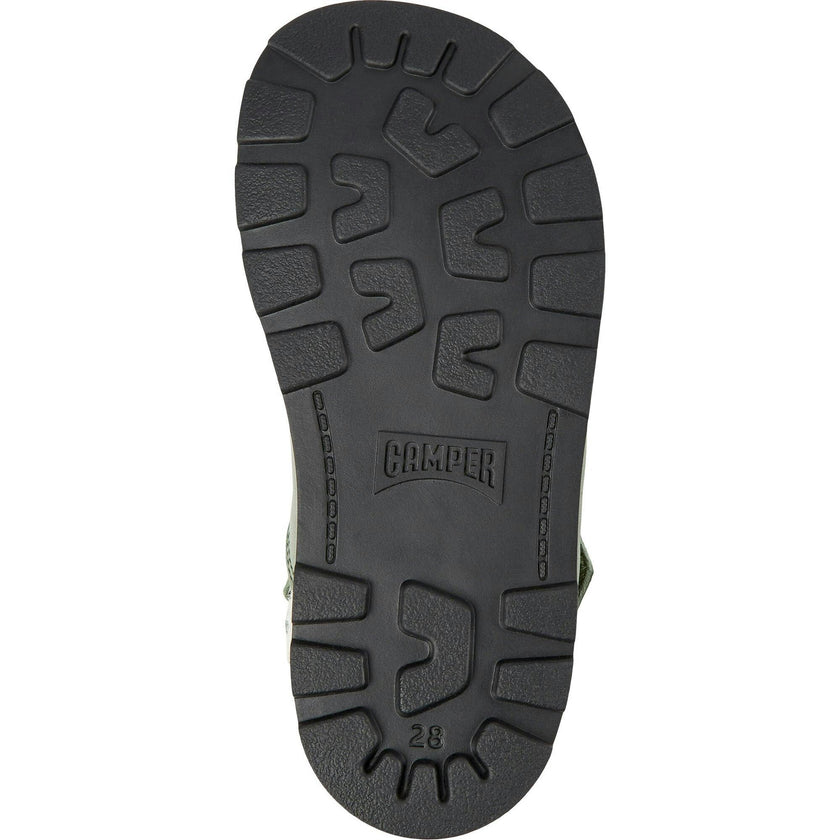 Brutus Fur Cushion Back Velcro Strap Leather Sandals, Green