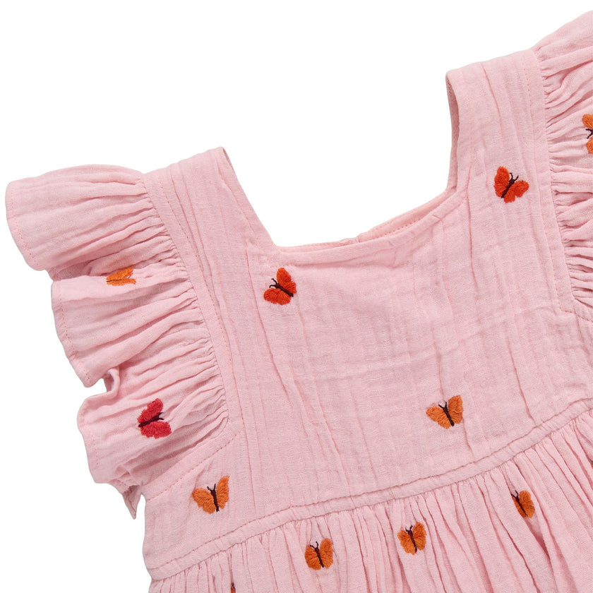 Girls Elsie Dress - Butterfly Embroidery