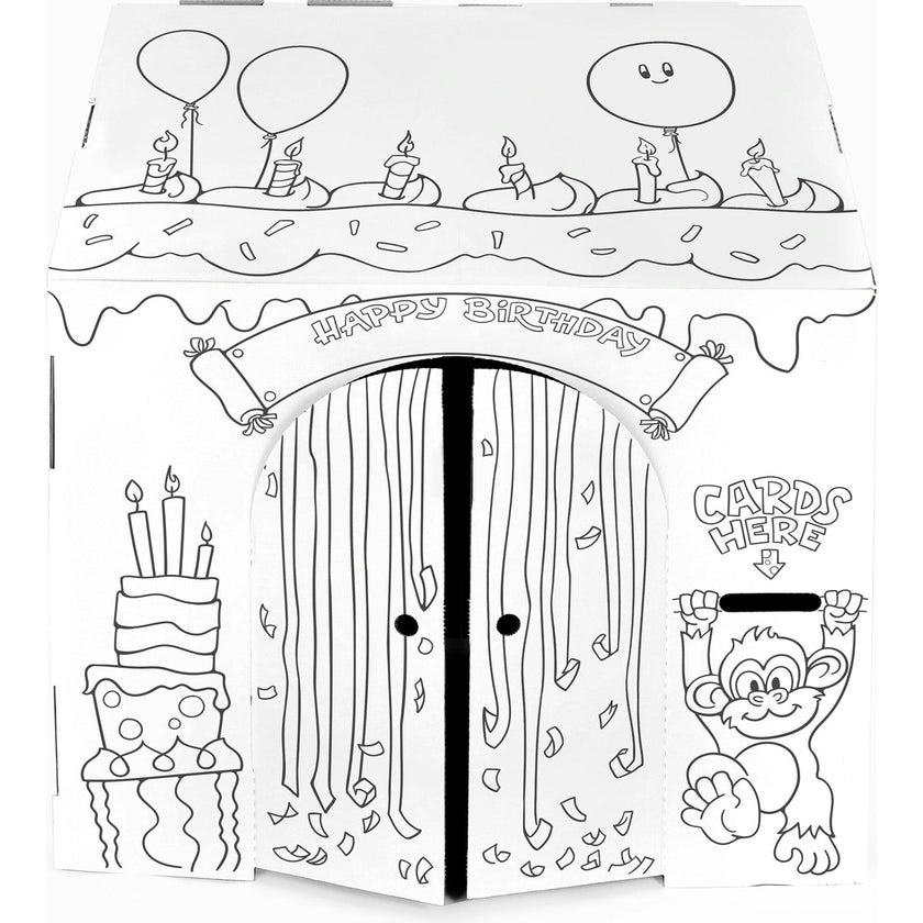 32" x 26.5" x 40.5 Decorate & Personalize Cardboard Playhouse Birthday Edition
