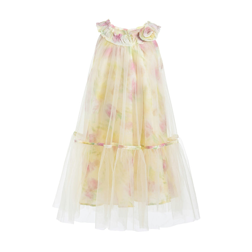 Yellow Rosamira Floral Tulle Dress