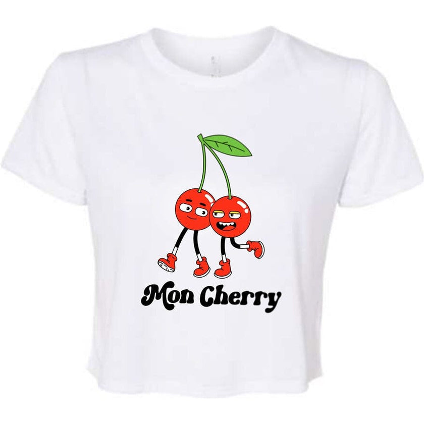 Mon Cherry Print Boxy Oversized Crew Neck Tee, Prints